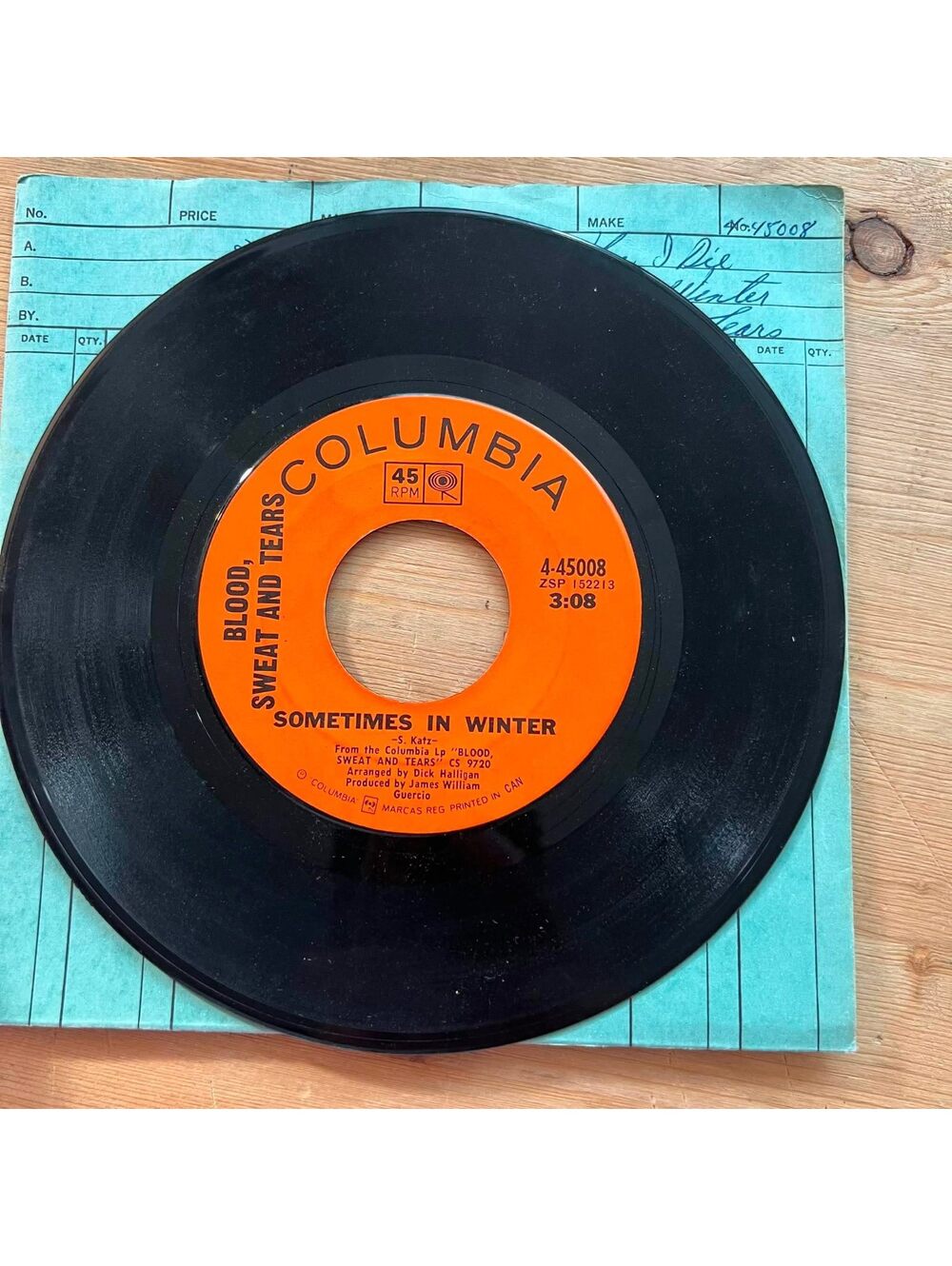 Blood, Sweat and Tears - Sometimes in Winter/And when I Die 45rpm VG+ R90